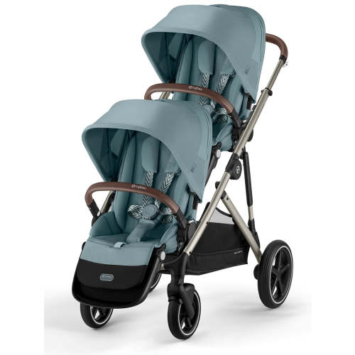 Cybex Gazelle S 2 Double Stroller Bundle - Taupe Frame / Sky Blue