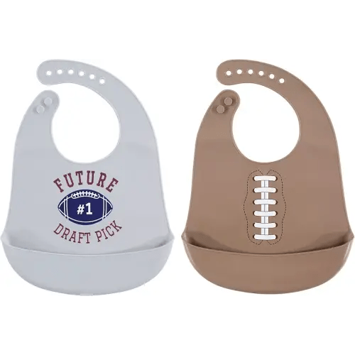 Hudson Baby Unisex Baby Silicone Bibs, Football, One Size