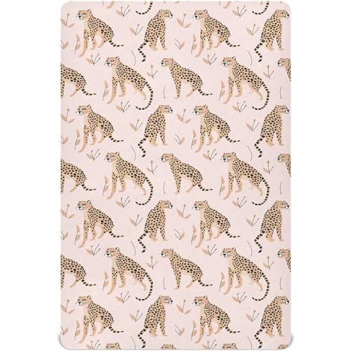 Cheetah Leopard Crib Sheets Stretchy Portable Sheets for Baby Toddler Breathable Soft Crib Mattress Sheet for Girls Boys