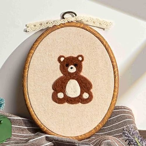 Needle Felted Bear Nursery Wall Decor Wall Art Decorative Artwork for Boy Girl Nursery Living Room Home Decor 7.5 INCH