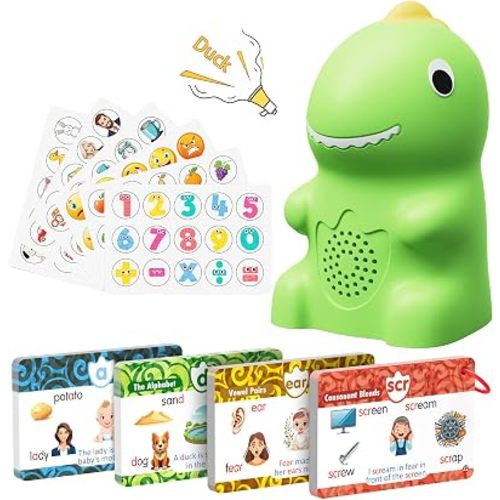 KOKODI Dinosaur Talking Pen with Phonics Cards, Autism Sensory Interactive Game for Kids Ages 3-8 Kindergarten Preschool Learning Activities, ABC 123 Learning Set for Toddler Educational Birthday Gift