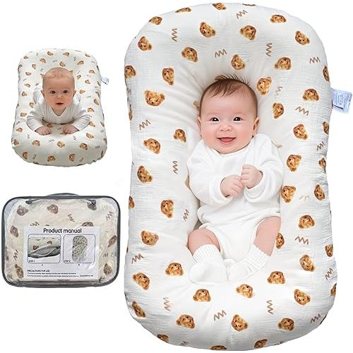 Baby Lounger, Newborn Lounger with Breathable & Soft Cover for Floor, Couch & Travel, 0-24 Months Newborn Babies Essentials Gifts. (1 Cover Included)