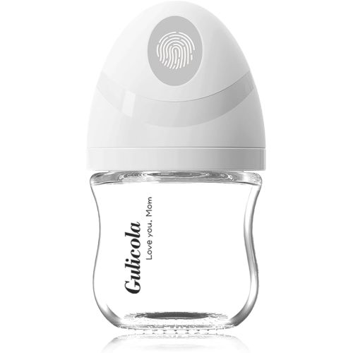 Gulicola Natural Small Glass Baby Bottle 3 oz, Very Slow Flow Nipple, 1 pk - White