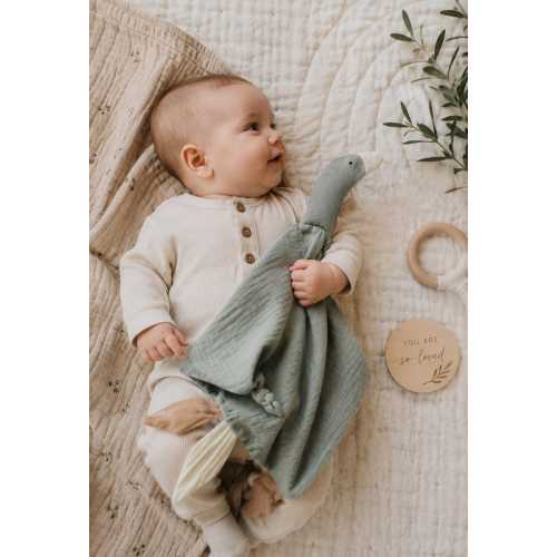 Cute Goose Lovey Blanket | Soft Muslin Baby Security Blanket | Hello Little One Gift | Neutral Baby Shower Gift Farm Animal Lovey