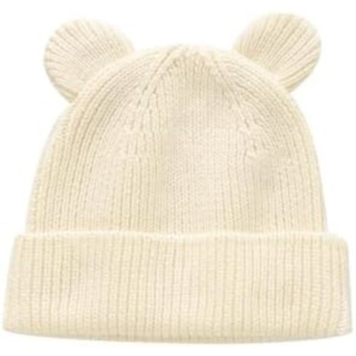 Hadetoto Cotton Baby Beanie Winter Knitted Hat with Bear Ear for Infant Toddler Boys Girls Soft Warm Skull Cap