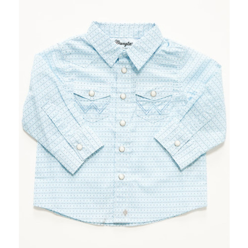 Wrangler Infant Boys' Geo Print Long Sleeve Snap Stretch Western Shirt