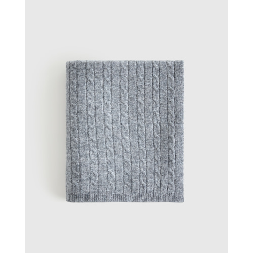 Luxe Cable Knit Cashmere Baby Blanket in Heather Grey