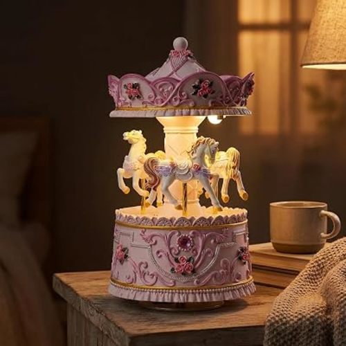 Carousel Music Box Gift, Wind Up Musical Box with Light Christmas Valentine's Day Anniversary Birthday Gifts for Wife Girls Girlfriend Daughter Son Plays You are My Sunshine