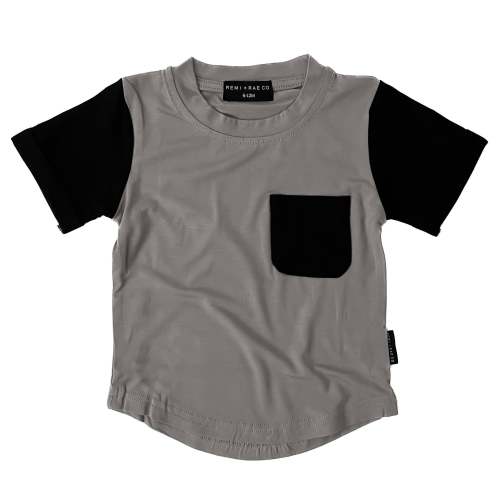 BAMBOO POCKET TEE - SLATE COLOR BLOCK – REMI + RAE CO.