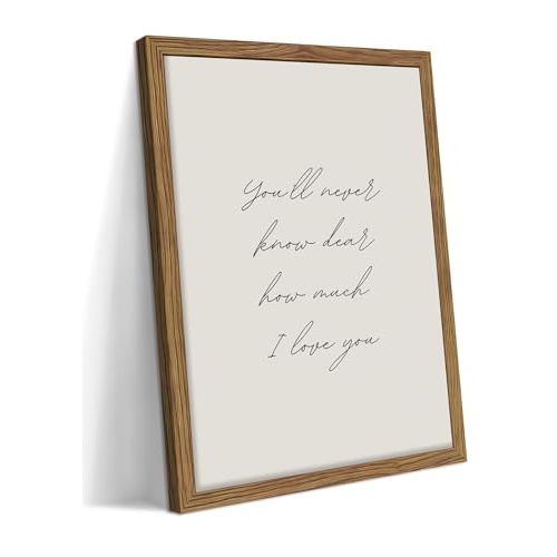 Vintage Nursery Wall Art, Minimalist Baby Love Quote Canvas Wall Decor Painting, Retro Farmhouse Nursery Artwork Print Pictures for Bedroom Toddler Room Kid's Room 12x16 Inch Wood Framed