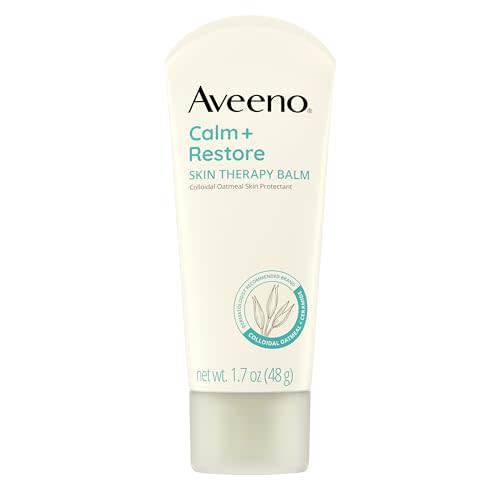 Aveeno Calm + Restore Skin Therapy Balm, Soothing & Moisturizing Skin Protectant for Sensitive Skin, Colloidal Oatmeal & Ceramide to Help Fight Dry Skin, Fragrance- & Steroid-Free, 1.7 oz