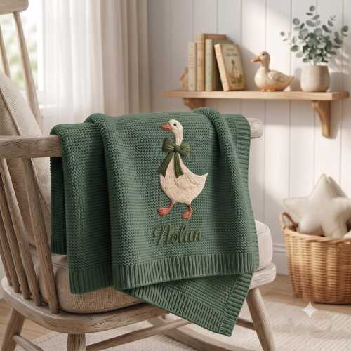 Custom Goose Baby Blanket with Name, Little Goose Baby Shower Announcement Blanket, Baby Girl Gift, Gift for Baby, Keepsake Newborn