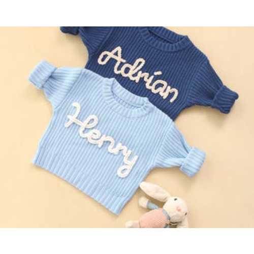 Custom Name Baby Sweater, Baby Boy Sweater, Personalized Knit Baby Sweater, Hand-embroidered Sweater, Toddler Name Sweater, New Born Gifts - Etsy