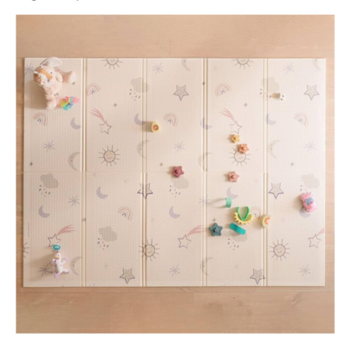 Nuby Reversible Baby Floor Mat, 77" x 58" - Foldable and Lightweight Baby Play Mat for Floor - Easy Storage and Travel - Stars and Sky