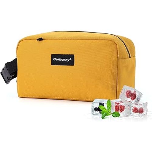 Small Cooler Bag Freezable Lunch Bag for Work School Travel,Small Lunch Bag,Insulated Snack Bag for Adults/Kids,Mini Cooler,Freezable Lunch Box Fit for Yogurt (Yellow-s)