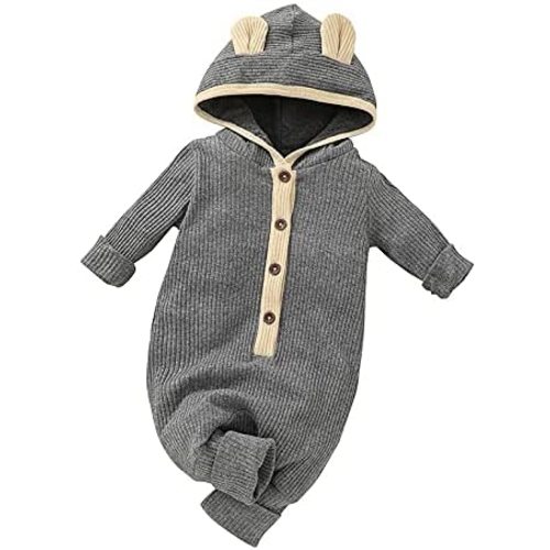 Thorn Tree Newborn Baby Girl Boy Hooded Romper Unisex Baby Knitted Jumpsuit Infant Kids Solid Outfits Baby Girl Boy Jumpsuit
