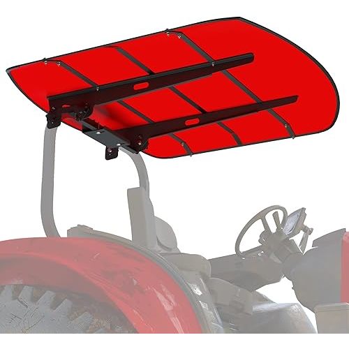 Tredre Red Tractor Canopy for ROPS 53-3/8" X 53-3/8", Tractor Shade Canopy Roof for Tractor and Mowers, Non-Fading High-Density Thermoplastic (Will Add About 4'' to The Height of The Tractor)