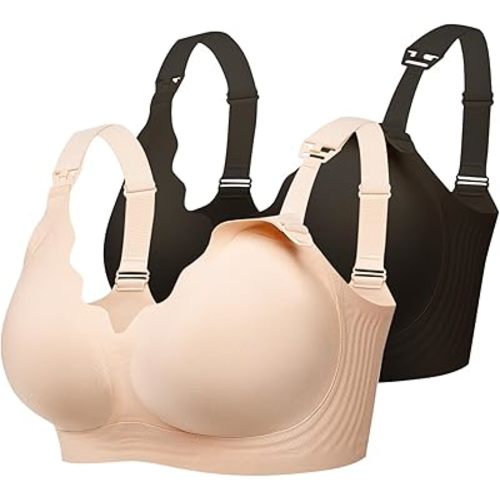 Momfree Nursing Bras for Breastfeeding, Ultra Comfort Maternity Bra with Jelly Strip Support, Buttery Soft Seamless Bralette