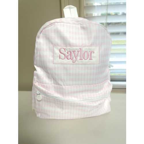 Monongram Personalized Gingham Backpack Lunch, Diaper Bag, Custom Kids Backpack, Ruffle Name Backpack, Preschool Backpack, Toddler Bookbag