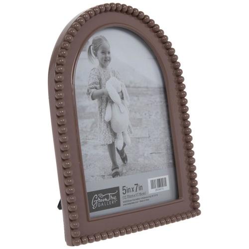 Rose Taupe Arched Beaded Picture Frame - 5" x 7"