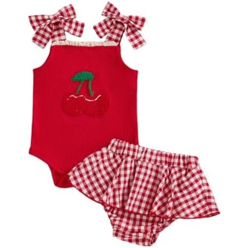 Newborn Baby Girl Clothes Cute Goose Outfit Infant Sleeveless Waffle Romper Tops Ruffle Shorts Summer Spring Set