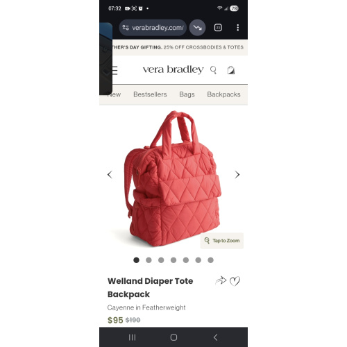 Welland Diaper Tote Backpack - Featherweight | Vera Bradley