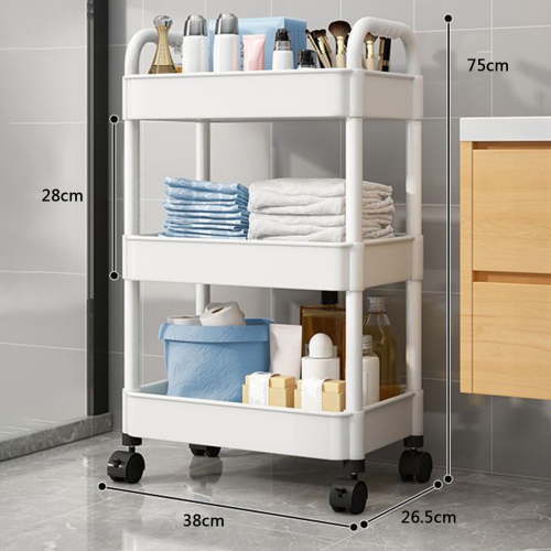 3-Tier Rolling Storage Cart,Makeup Cart,Bathroom Cart,3 Tier Plastic Utility Cart Movable Rolling Organizer Cart,Multifunctional Storage Cart,Organizer Tool for Kitchen,Bathroom,Living Room,Office