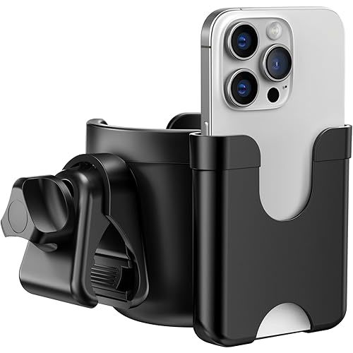 Guiseapue Cup Holder for Walker: Stroller Cup Holder Attachment with Phone Holder, Wheelchair/Stroller Accessories for Uppababy, Nuna, Doona, Rollator, Bike, Scooter, Baby Travel Essential