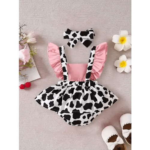 girls summer casual lace bow leopard print romper perfect - Temu