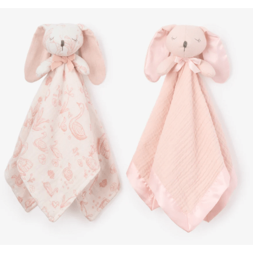 Pink "Sleepy Pals" Organic Security Blanket Set