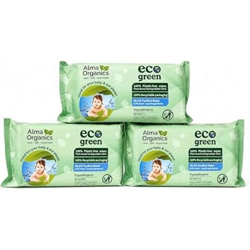 Organic Baby Wipes, Hypoallergenic, 99.5% Purified Water, Baby Wipes, Gentle Formula for Sensitive Skin