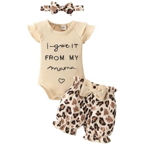 QITUDATEY Newborn Infant Baby Girls Clothes, Cute Summer Baby Girls Outfits Ruffle Sleeve Romper Floral Shorts with HeadBand