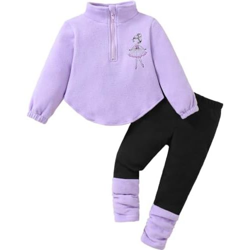 Jecson Toddler Girl Clothes Fleece Top and Jogger Pants Outfit Set 12M-4T