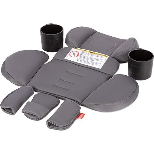 Diono Radian 3R Comfort Travel Kit, Infant Car Seat Accessory, Compatible with Radian 3R, 7-Piece Kit (2 Harness Pads, 1 Buckle Pad, Head Cushion, Seat Cushion, 2 Cupholders), Gray Storm