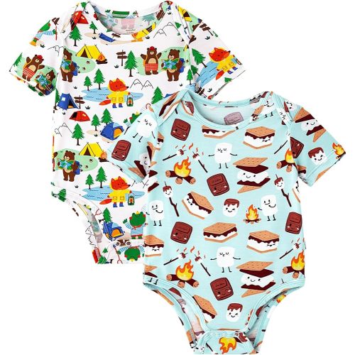 Newborn Bodysuit Unisex Baby Bodysuits Infant Boy Girl Short Sleeve Pajamas 2-Pack Sleepwear PJ Bamboo Viscose