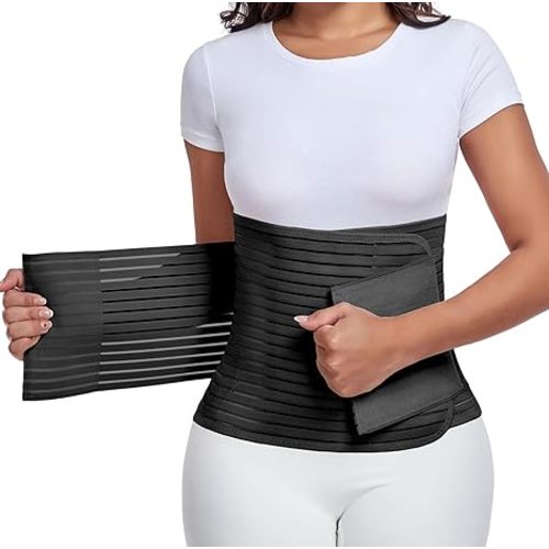 Postpartum & Post Surgery Abdominal Binder. Postpartum Belly Band Support Recovery after C-Section, Natural Birth, Hysterectomy, Hernia Belt (Black,M)