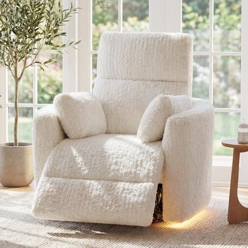Power Swivel Rocker Recliner, Large Nursery Glider, USB A&C, Beige