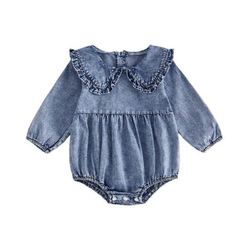EVIE Denim Collar Romper - Hazel & Bo