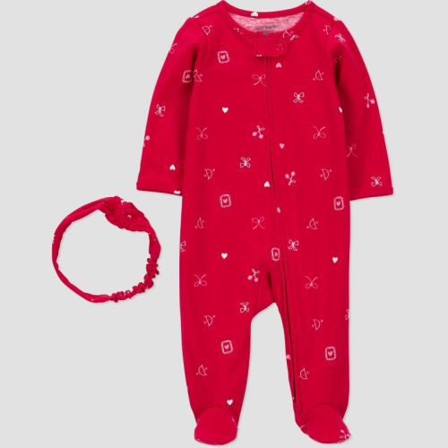 Carter's Just one you® Baby Girls' Valentine's Day Sleep N' Play with Headband - Red 3M