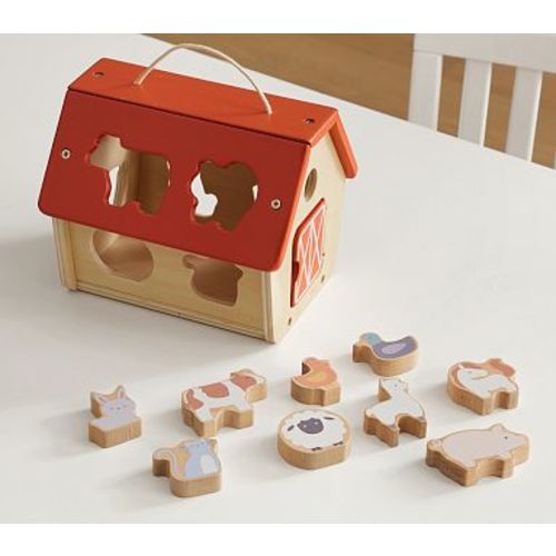 Developmental Toy Wooden Shape Sorter, Barn