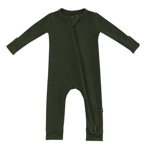 Ribbed Zipper Romper in Fir | Kyte Baby