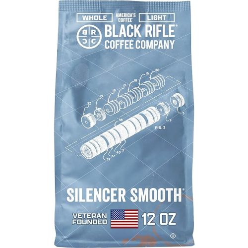 Black Rifle Coffee Company Silencer Smooth, Light Roast Whole Coffee Beans, 12 OZ Bag