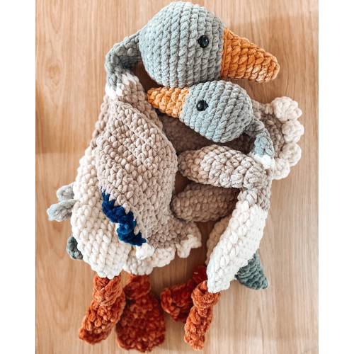 Crochet Mallard Duck Lovey / Crochet Snuggler / Boho Nursery Toy