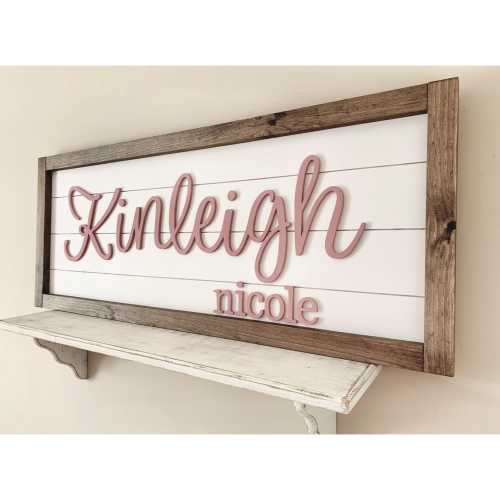 Custom Baby Girl Name Sign, Boho Nursery, Framed Name for Nursery Wall, Wooden Baby Name, Above Crib Name, Baby Shower Name Display Sign