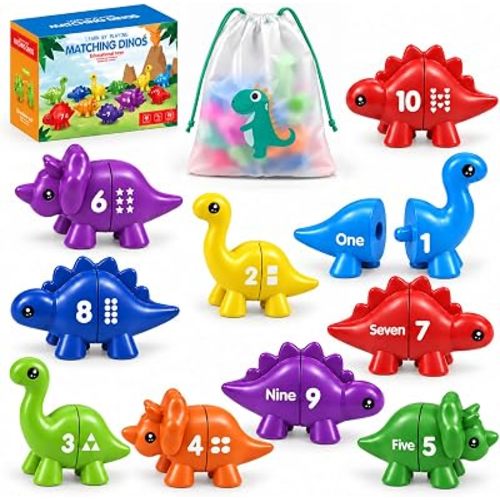 Dinosaur Toys for Kids, Montessori Number Matching Learning Toy Set