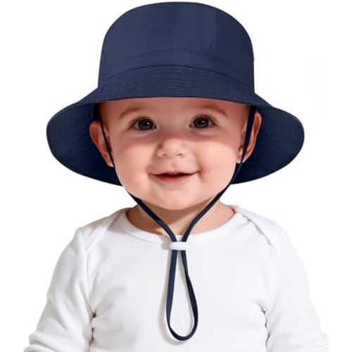 Zando UPF 50+ Baby Girl Boy Sun Hat 0-6 Months Summer Newborn Bucket Hat
