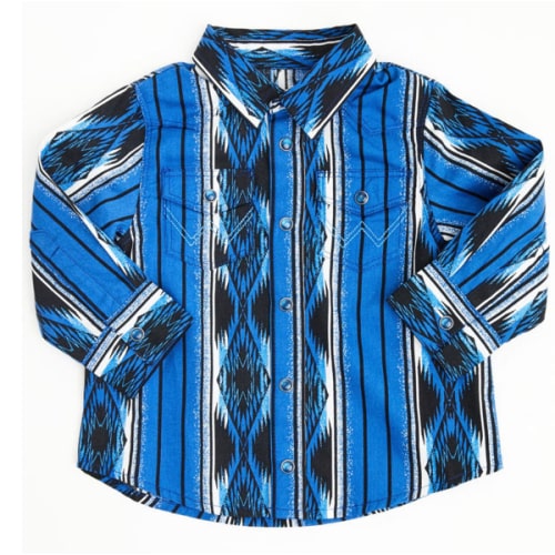 Wrangler Infant Boys' Serape Striped Southwestern Print Long Sleeve Snap Western Shirt