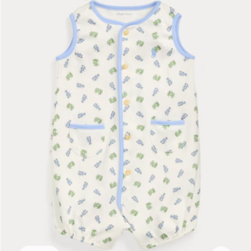 Crab-Print Cotton Bubble Shortall