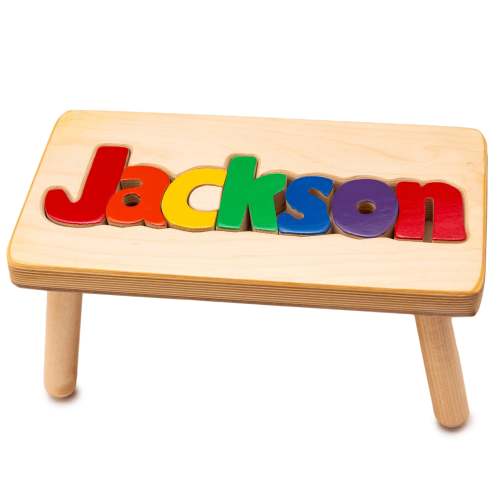 Single Name Wooden Personalized Puzzle Stool