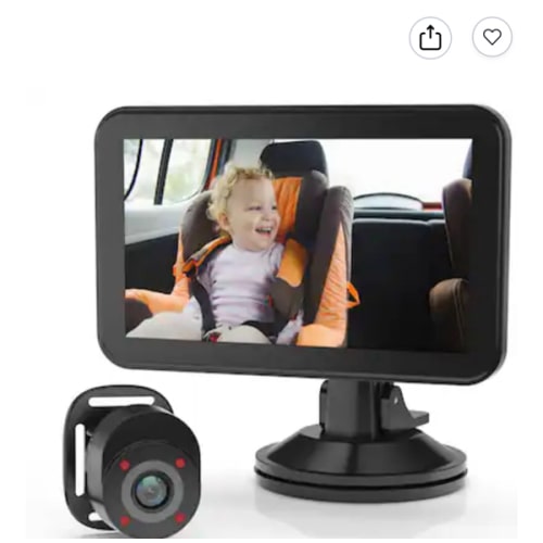 Rexing - BC500 In-Car Baby Cam with Monitor – HD 1080p & Infrared Night Vision - Black